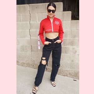 LF cropped red track jacket